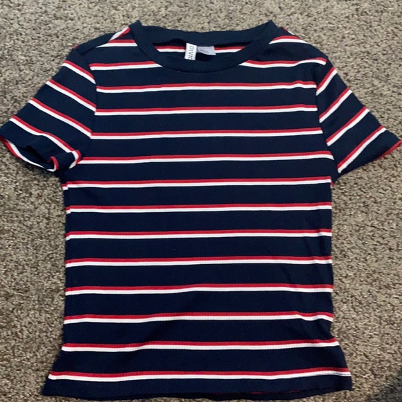 H&M striped tee! Red, navy blue and white striped - Picture 1 of 2